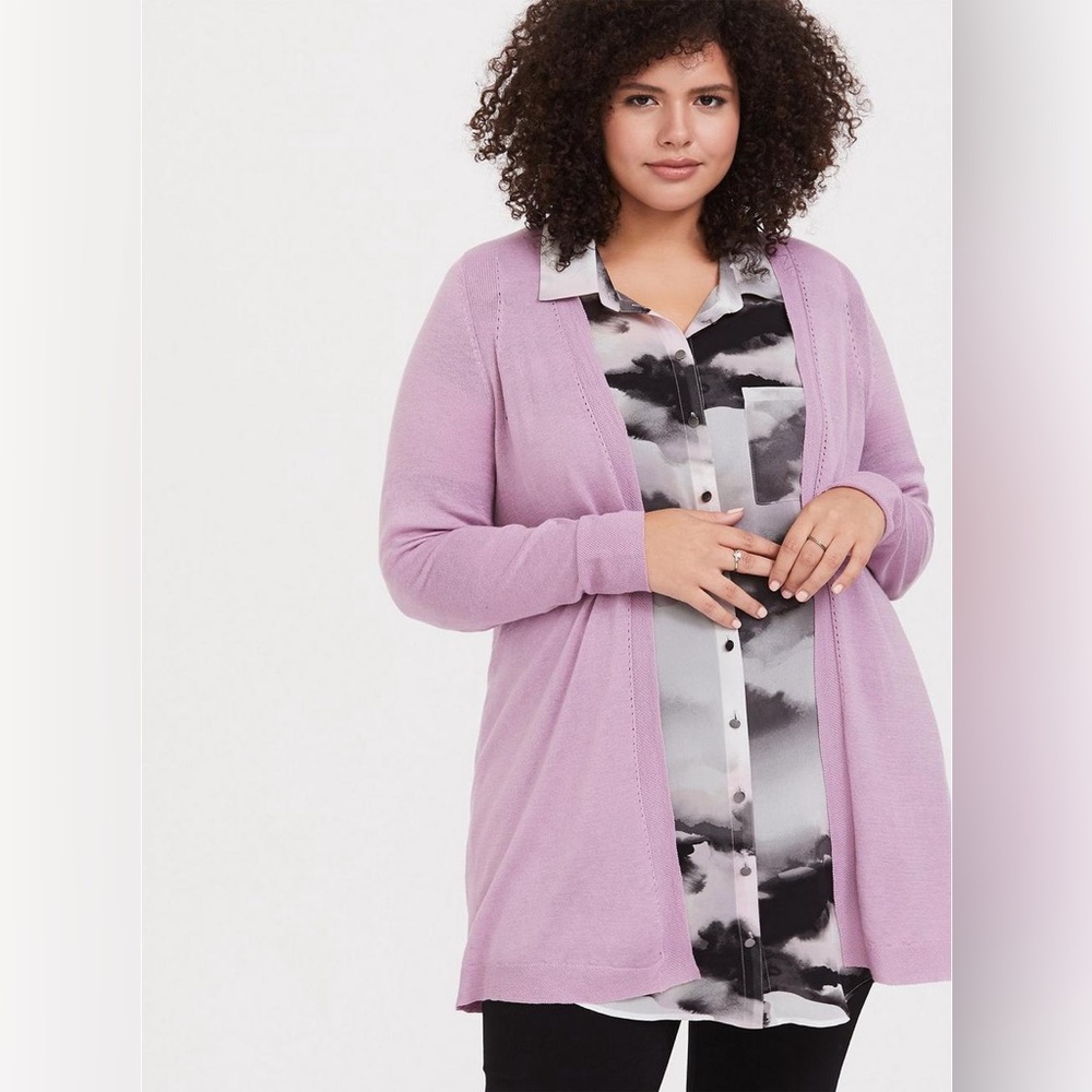 Torrid Longline Cardigan Lilac Sweater Size 0